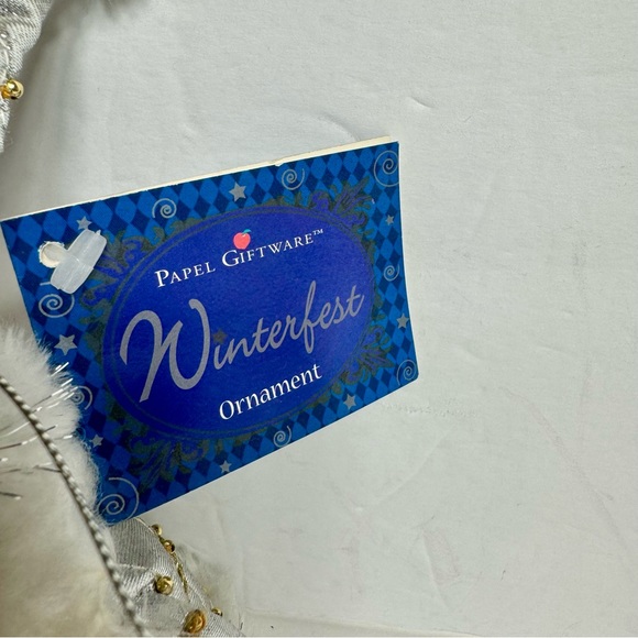 NWT. Beautiful Santa Ornament. Adorable Santa wearing silver quilted outfit - Picture 11 of 11